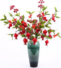 Artificial Pomegranate & Red Berry Stems - Autumn Christmas Decorations for Tree, Wreaths, Table Centerpiece & DIY Crafts