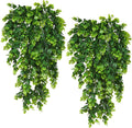 RECUTMS 4 Pack Artificial Hanging Plants Faux Eucalyptus Leaf Greenery Fake Plant for Wall House Room Patio Indoor Outdoor Home Shelf Office Decor (Green)