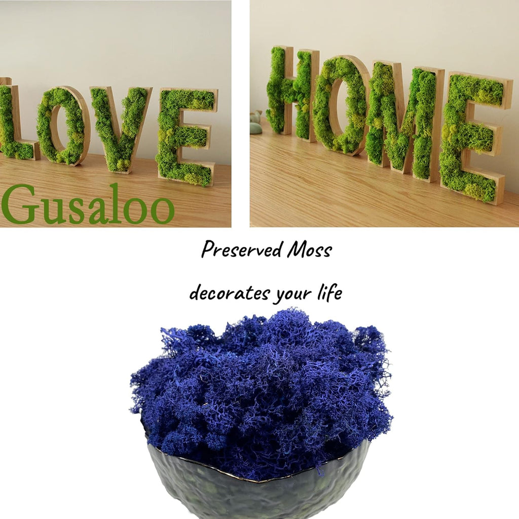 Moss Preserved Moss Natural Fresh Green Moss for Craft Arts Floral Project Wall Decor Table Decor Wedding Centerpieces Garden Artificial Terrariums Decoration - Dark Blue 3.5OZ