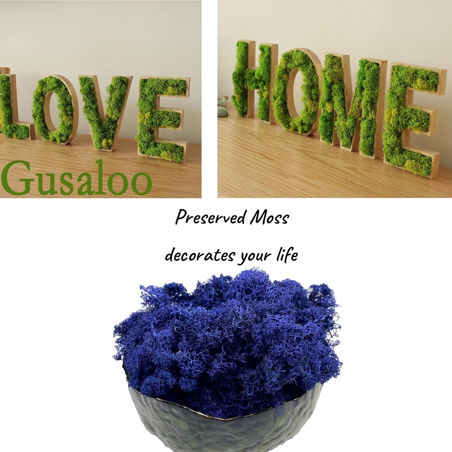 Moss Preserved Moss Natural Fresh Green Moss for Craft Arts Floral Project Wall Decor Table Decor Wedding Centerpieces Garden Artificial Terrariums Decoration - Dark Blue 3.5OZ