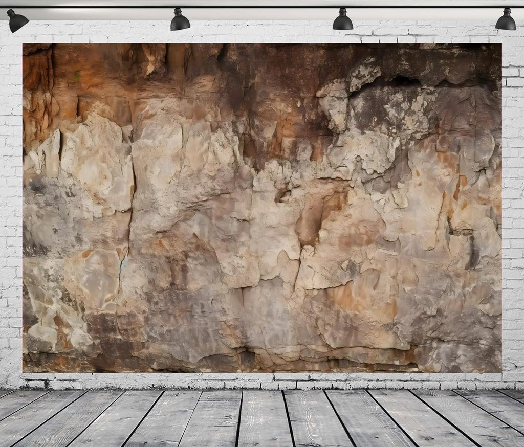 CapiSco Archeology Cave Wall Backdrop 7x5FT Vintage Brown Stone Texture Rock Stone Wall Archeological Background for Photography Western Theme Party Decorations Banner