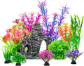 CousDUoBe 13Pcs Aquarium Plants Cave Rock Decor Set& Fish Tank Artificial PlasticPlants,Fish Tank Accessories Small Large Aquarium Decorations Kit