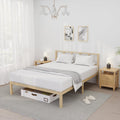 14 Inch Bamboo Bed Frame – Queen Size Solid Wood Platform Bed Frame, with Non-Slip Slats for Support, No Box Spring Needed, Easy to Assemble, Noise-Free (Natural with Headboard, Queen)