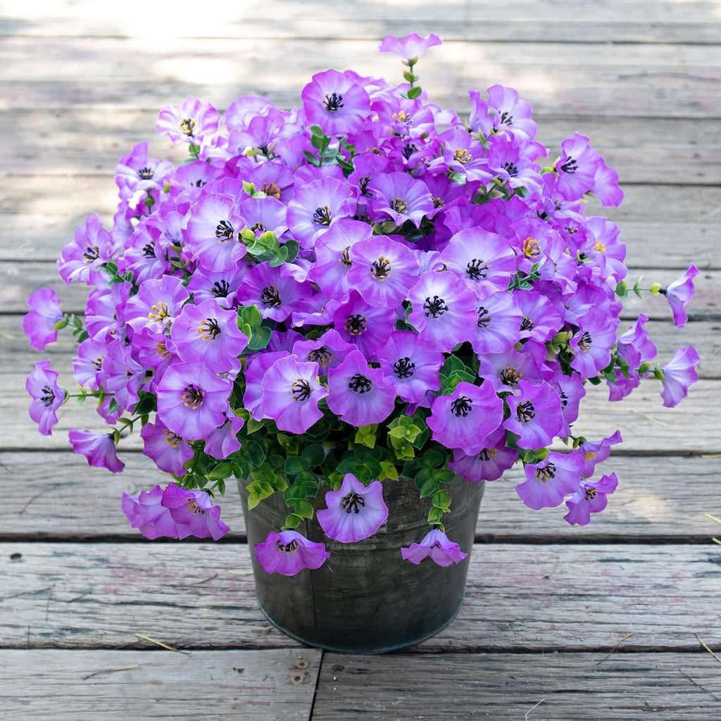 Artificial Flowers for Outdoors,UV Resistant Artificial Outdoor Flowers,Not-Fading Faux Flowers for Outdoor Planters Front Door Porch Yard Patio Garden Home Decor,12 Bundles(Gradient Purple)