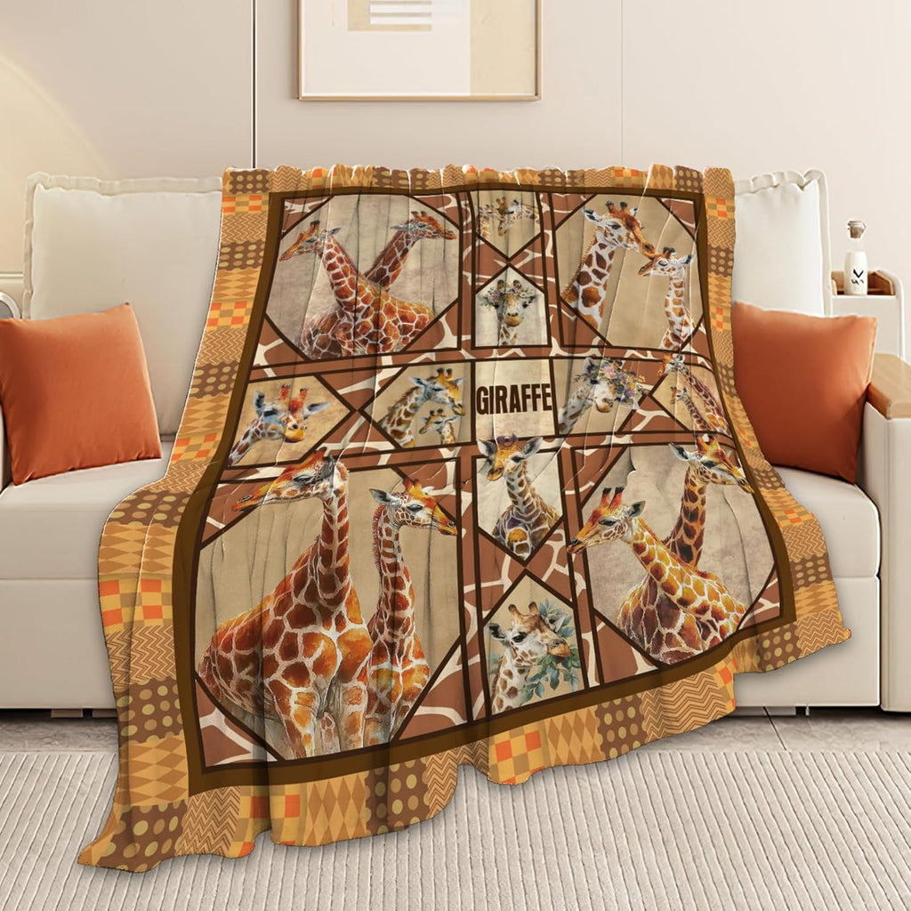 Giraffe Throw Blanket Giraffe Stuff Gifts for Kids Girls Boys Adults Women Men Soft Cozy Warm Plush Fluffy Fuzzy Fleece Blanket Decor 50''X60''