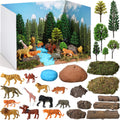 55 Pieces Rainforest Diorama Kit Rainforest Diorama Supplies Include Animals Figures Model Trees Artificial Tree Fake Rocks Sand Stone Moss with Gift Box for Gifts Project Birthday
