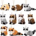 Skylety 10 Pieces Forest Animals Ornaments Woodland Animal Faux Fur Plush Hanging Ornaments Family Educational Playset for Fall, Christmas, Winter Birthday Party Supplies(Raccoon)