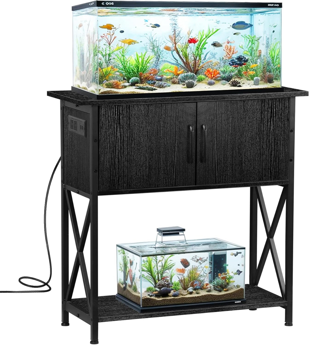 29 Gallon Aquarium Stand with Cabinet Storage – Metal Fish Tank Stand for 20 Gallon Long Aquariums, 330LBS Capacity (30.7" L*12.6" W)