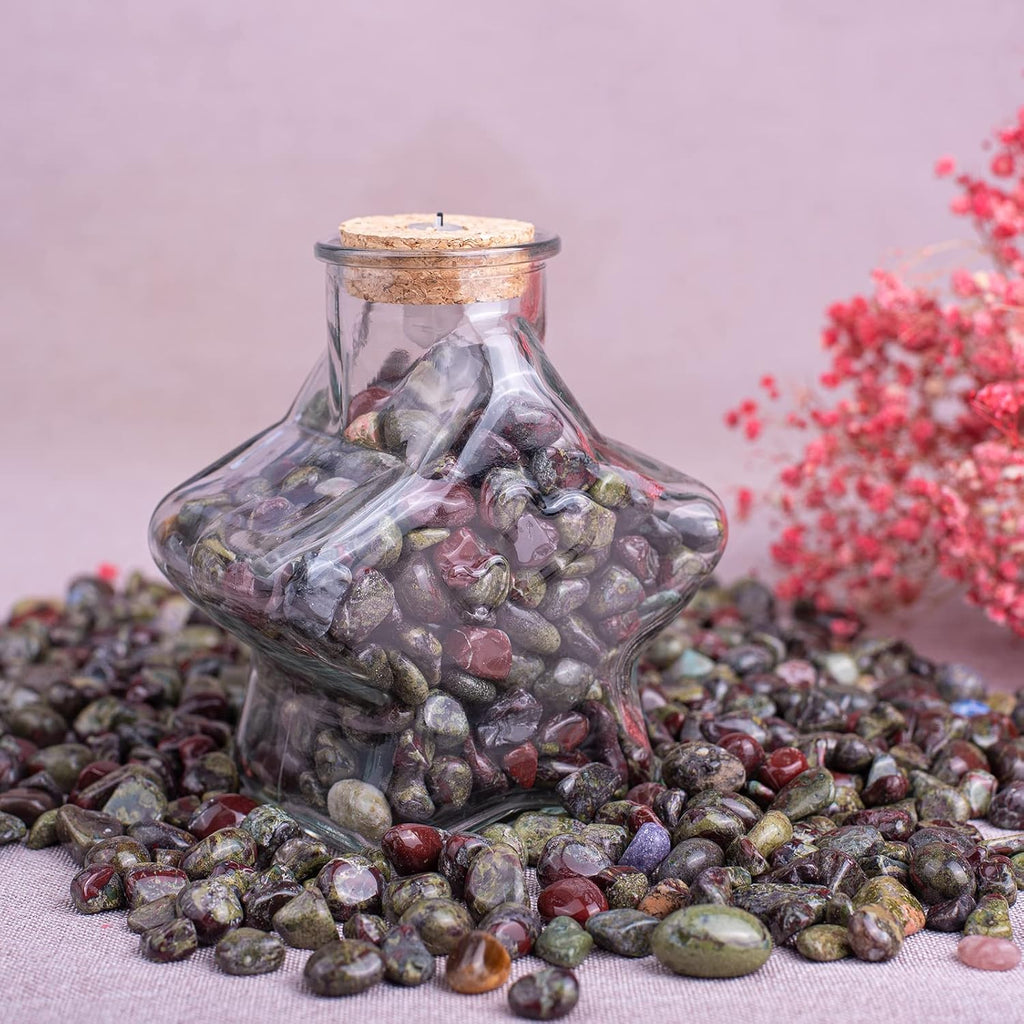 Polished Dragon Blood Jasper Crystal Chips Set, 0.4", 128 Pcs - Handpicked Tumbled Stones and Crystals Bulk for Healing, Reiki, Meditation, Witchcraft and Home Decor