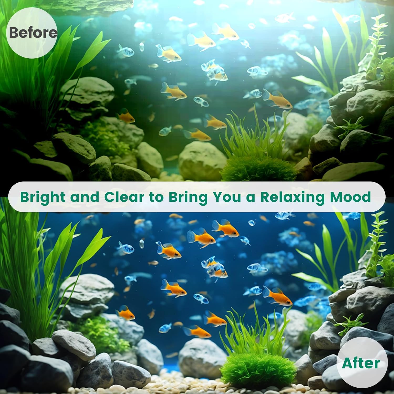 Aquarium Filter U-V for 20-75 Gallon, 200GPH Fish Filter with 5W U-V Double Light Green Water and Algae Submersible Powerful Clean Pump for Turtle Tank Freshwater Crystal Green Killing