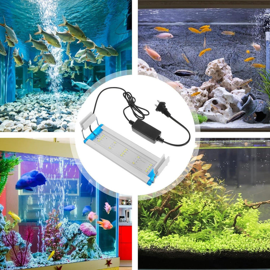 High Transmittance LED Aquarium Light Fish Tank Lamp with Blue White Light for Plant Development Energy-efficient Aquarium Accessory with US Plug for Tanks