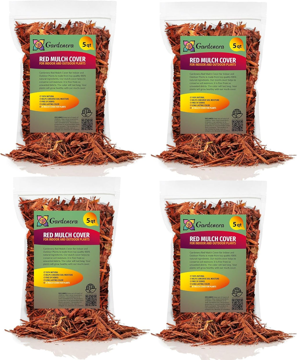 Gardenera Organic Red Mulch - Provide Natural Nutrients for Strong and Resilient Plants - 20 QUARTS