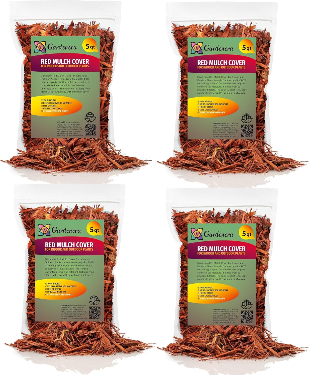Gardenera Organic Red Mulch - Provide Natural Nutrients for Strong and Resilient Plants - 20 QUARTS