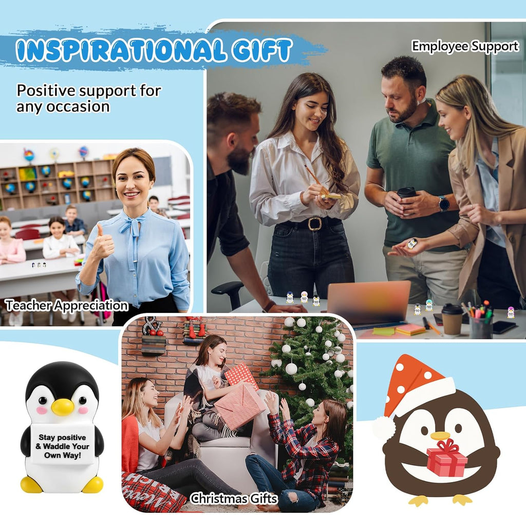 Gejoy 50 Pcs Mini Rubber Penguin Toys Positive Gifts Colorful Penguin Figures Decorations and Encouragement Birthday Motivational Gifts for Colleague Staff Teacher