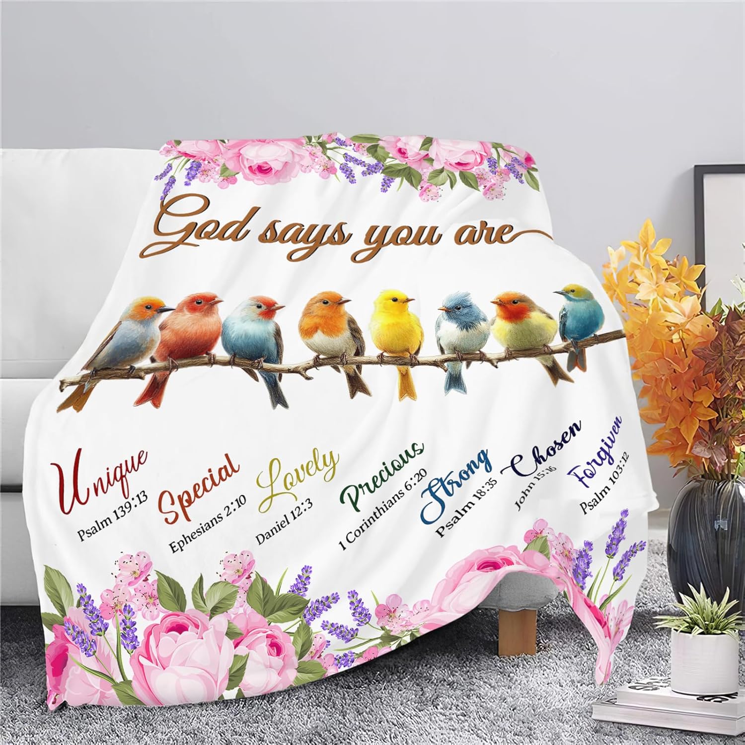 Bird Blanket God Says You are Bird Lover Throw Blanket Gifts for Kids Girls Boys Adults Women Men Super Soft Cozy Plush Fluffy Fuzzy Fleece Blanket Decor 60''X80''