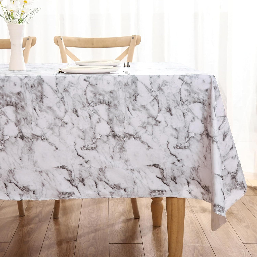 Walrus Heavy Duty Vinyl Tablecloth with Flannel Backing Waterproof Oil-Proof Plastic Table Cloth Stain-Resistant Wipeable Rectangle or Square Table Cover for Indoor and Outdoor (Marble, 52X70 Inch)