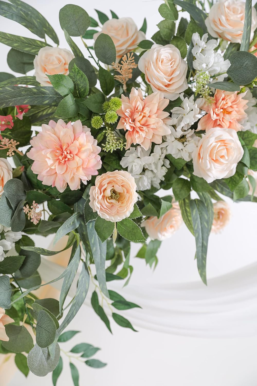 YYHUAWU Artificial Flowers Combo Box Set Pink Fake Flower Leaf with Stems for DIY Wedding Bouquets Centerpieces Baby Shower Party Home Decorations
