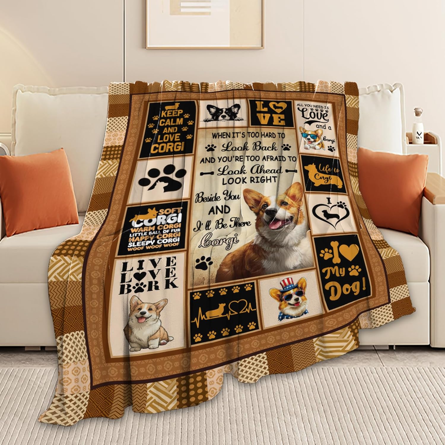 Corgi Throw Blanket Corgi Puppy Stuff Gifts for Dog Lover Kids Girls Boys Adults Women Men Soft Cozy Warm Plush Fluffy Fuzzy Fleece Blanket Decor 40''X50''