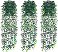 Artificial Hanging Eucalyptus Plants，Fake Plant Eucalyptus Small Decor Faux Hanging Vine Plants Wall Greenery for New Home Decoration，for Floating Shelf Indoor Outdoor Pack of 3