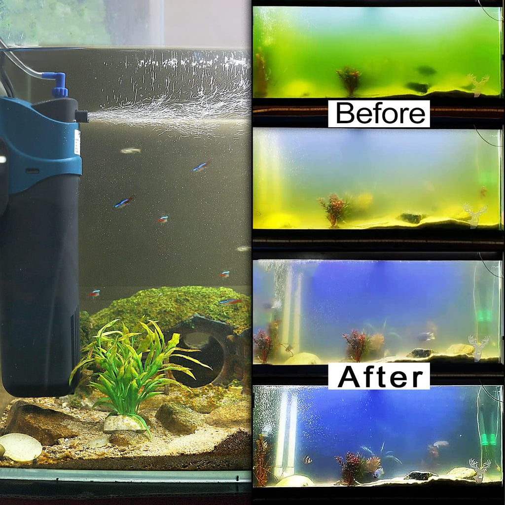 COOSPIDER Fish Tank Filter Sun JUP-02 Aquarium Green Clean Submersible Machine 132gph for 10-40 Gallon Small Fish Tank Internal Submersible Pump for Turtle Tank, Air Supply & Oxygen Enhancement