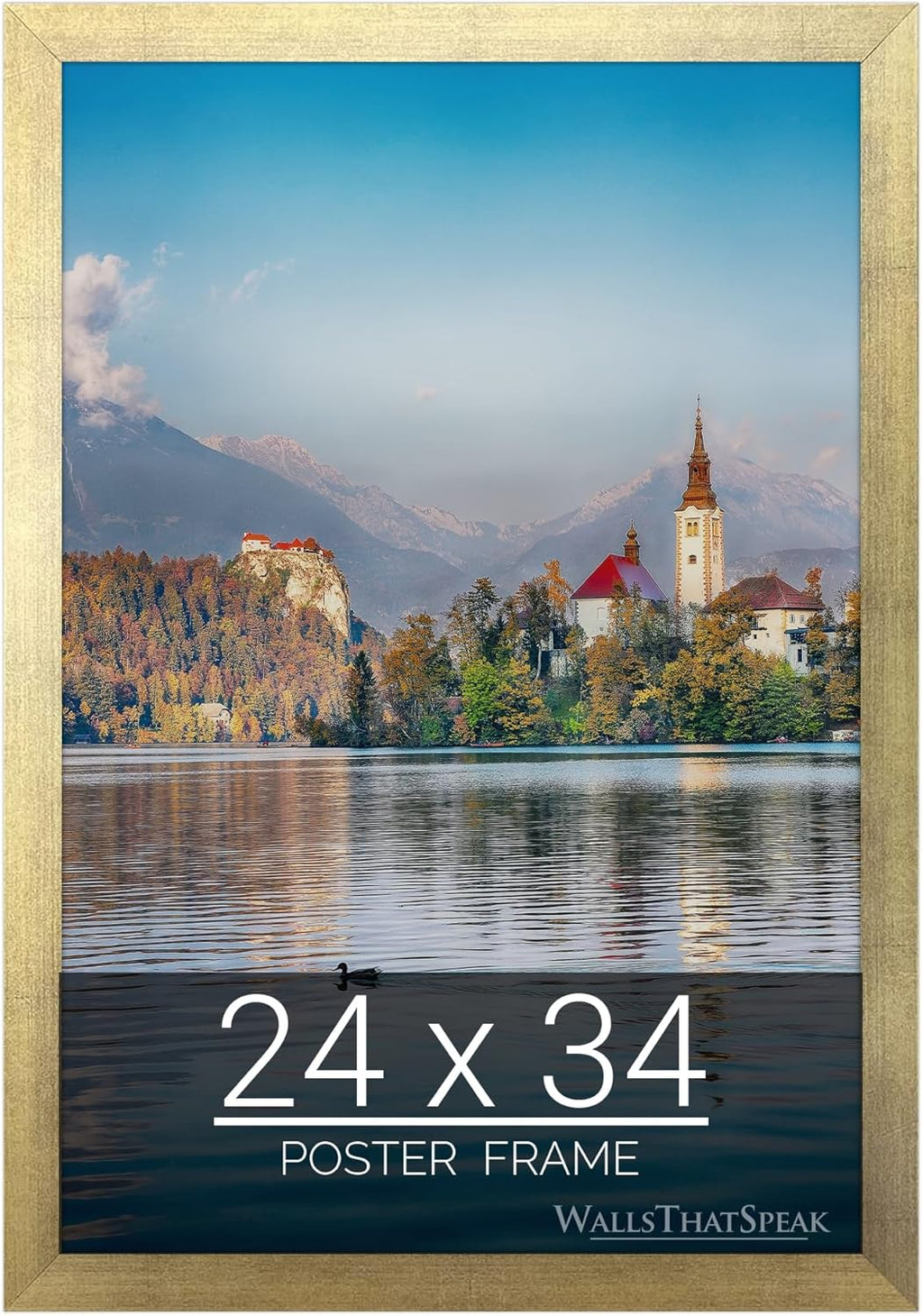 wallsthatspeak 24x34 Gold Picture Frame for Puzzles Posters Photos or Artwork