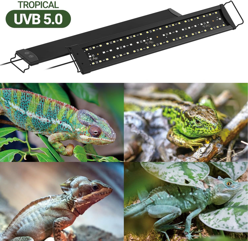 Dimming LED UVB Reptile Light, 24“ LED Reptile Light Bar with Brightness Adjustment & 3 Light Modes, UVB 5.0