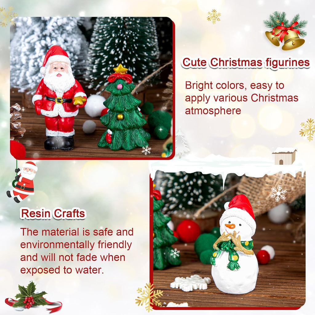 Christmas Aquarium Decorations 3PCS Resin Christmas Fish Tank Decorations Include Aquarium Christmas Tree & Snowman Christmas Figurines & Santa Claus for Christmas Fish Tank Supplies Table Decor