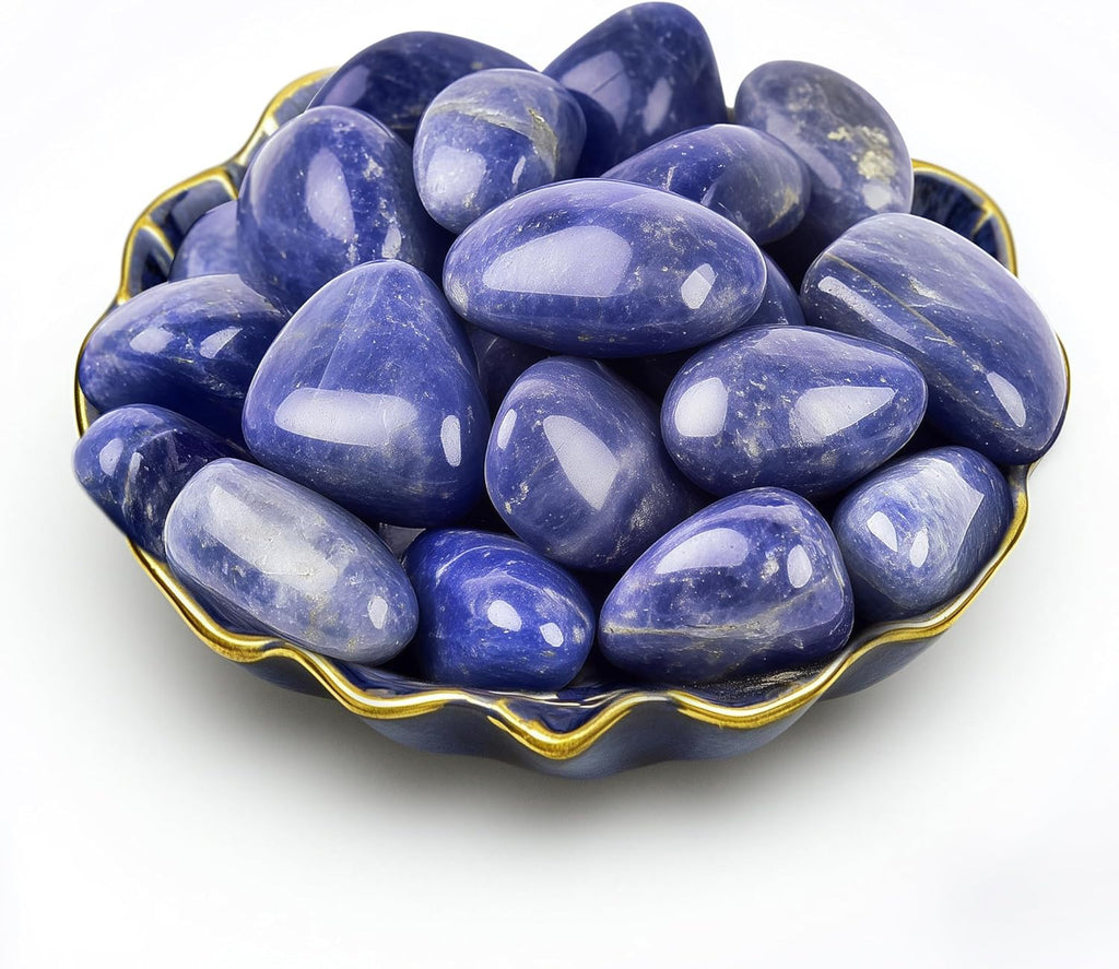 Polished Stone Set Blue Aventurine Crystals, 0.8" Handpicked Tumbled Gemstones Rocks, Pebbles for Reiki, Chakra, Healing, Home Decor