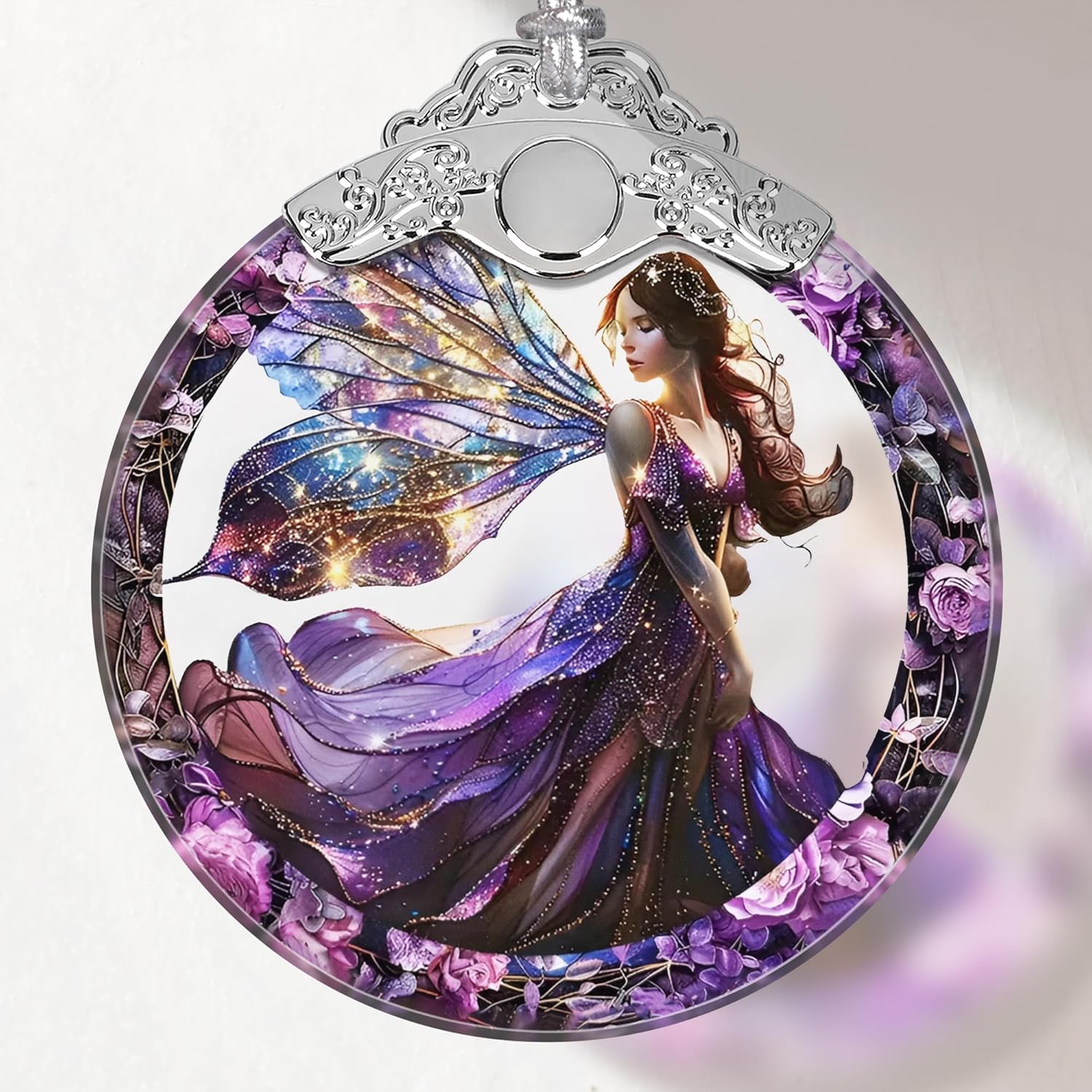Stained Glass Ornament - Fairy Christmas Decor for Tree, Gift Exchange Ideas