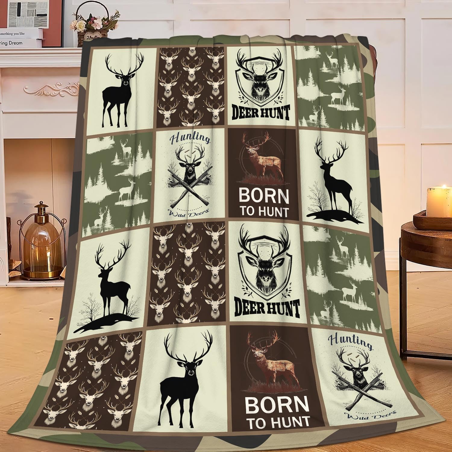 Deer Hunting Blanket Hunt Deer Throw Blanket Gifts for Girls Women Kids Boys Adults Men Super Soft Cozy Plush Fluffy Fuzzy Fleece Blanket Home Decor 50''X60''