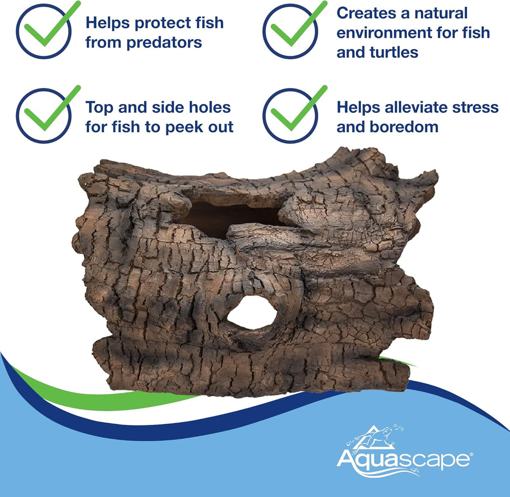 Aquascape Faux Log Fish Cave, Predator Control and Decorative Shelter for Koi and Fish, Ponds, Aquariums, and Terrariums, 78324