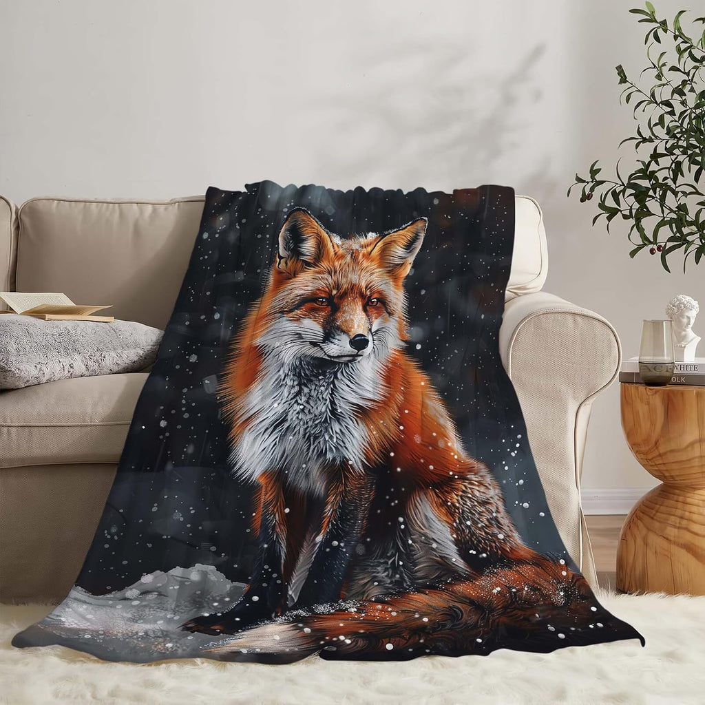 Red Fox Blanket Cute Orange Fox Throw Blanket Gifts for Girls Boys Kids Women Men Adults Super Soft Cozy Plush Fluffy Fuzzy Fleece Blanket Home Decor 60''X80''
