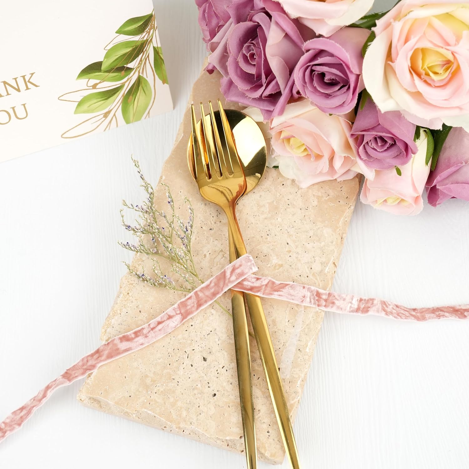 MAYREEL Rose Gold Crushed Velvet Ribbon 3/8 Inch Thin Vintage Dusty Pink Ribbon for Flower Bouquet Gift Wrapping Wedding Invitations Crafts Christmas Decorations Party 25 Yards