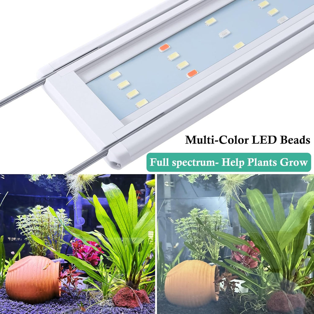 HITOP Full Spectrum LED Aquarium Light – 24-32" Classic Fish Tank Light with Timer, Aquarium Plant Light with Stable Extendable Brackets (24-32in)