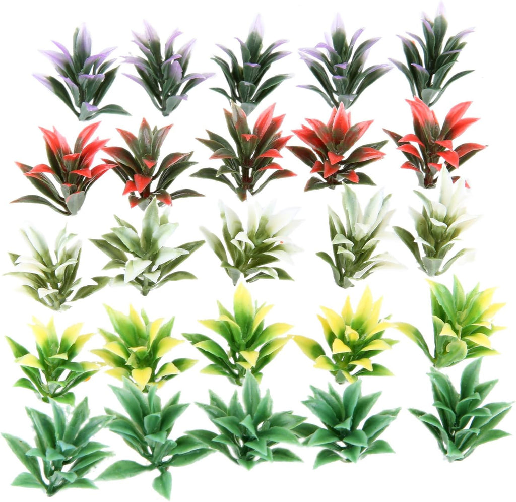 Yetaha 100PCS Mixed Model Plants, Colorful Flowering Plants, Railway Park Garden Scene Architecture Ornament Scenery, Railroad Layout Scene Decoration
