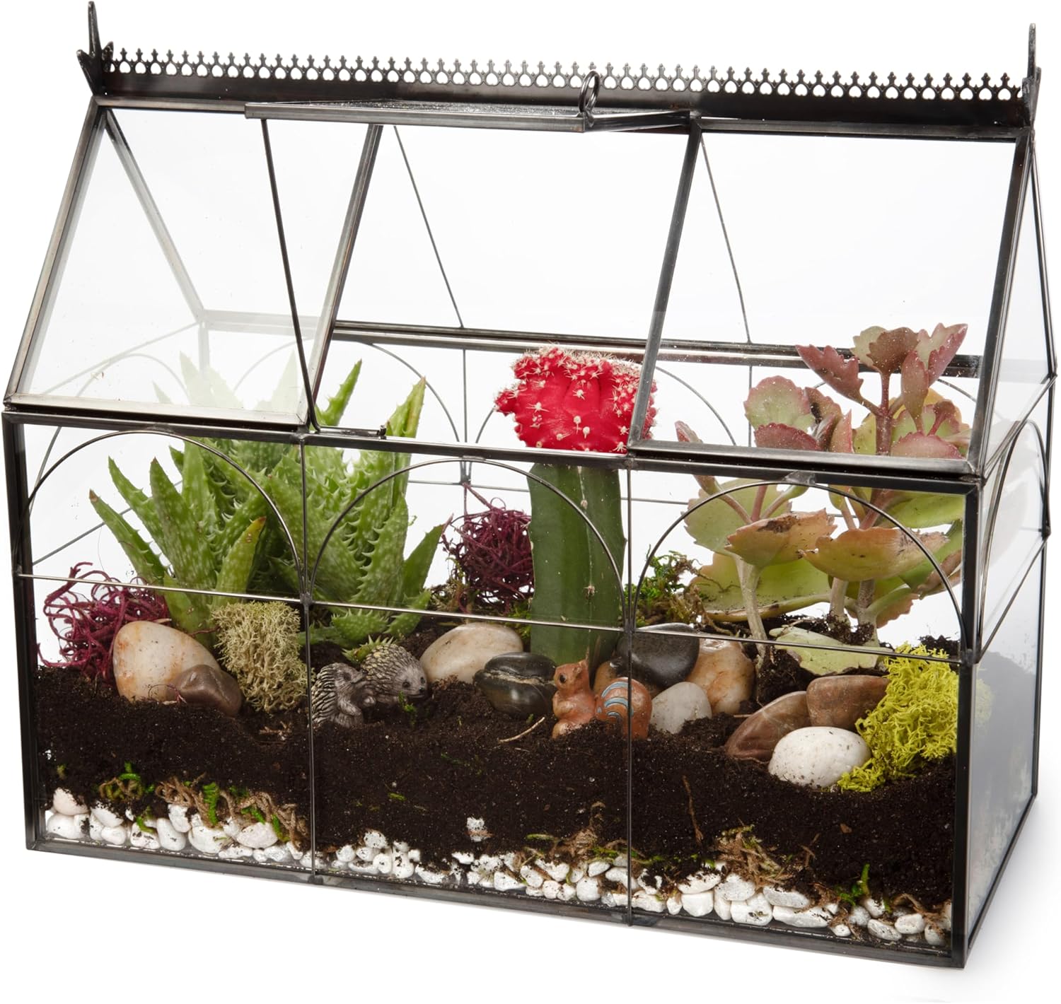 D'Eco Glass Greenhouse Centerpiece (10x4.5x9) - Tabletop Geometric Planter Terrarium - Fill with Succulents, Moss, Holiday Decorations, Mini Trees & Ornaments - Home Decor Xmas Gift for Plant Lovers