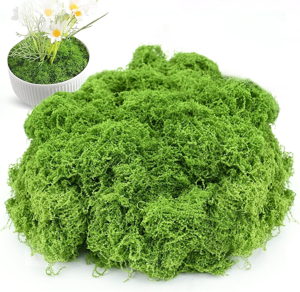 Fake Moss for Potted Plants, Artificial Green Moss Decor for DIY Table Centerpieces, Gardening, Floral Wedding Decoration, Preserved Moss for Crafts (Green-5.3oz)