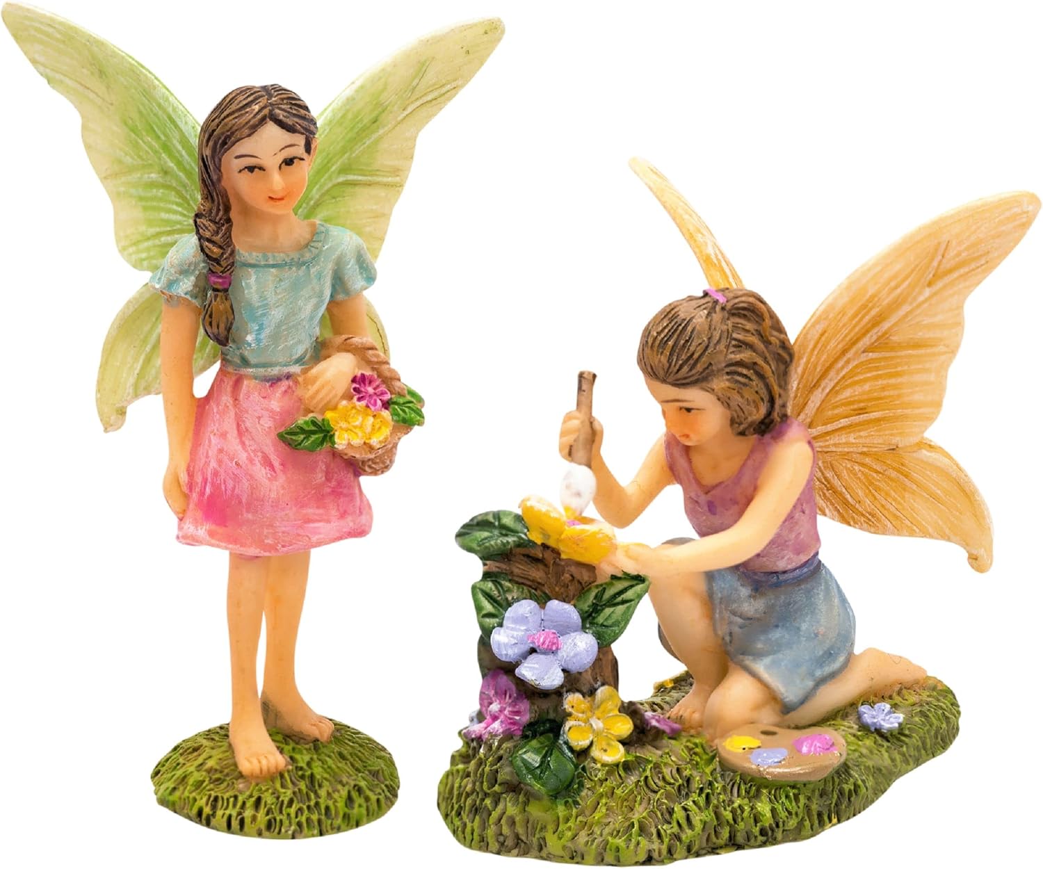 PRETMANNS Fairies for Fairy Garden - Colorful Accessories for an Indoor or Outdoor Miniature Garden - an Adorable Figurine Kit - 2 Pieces