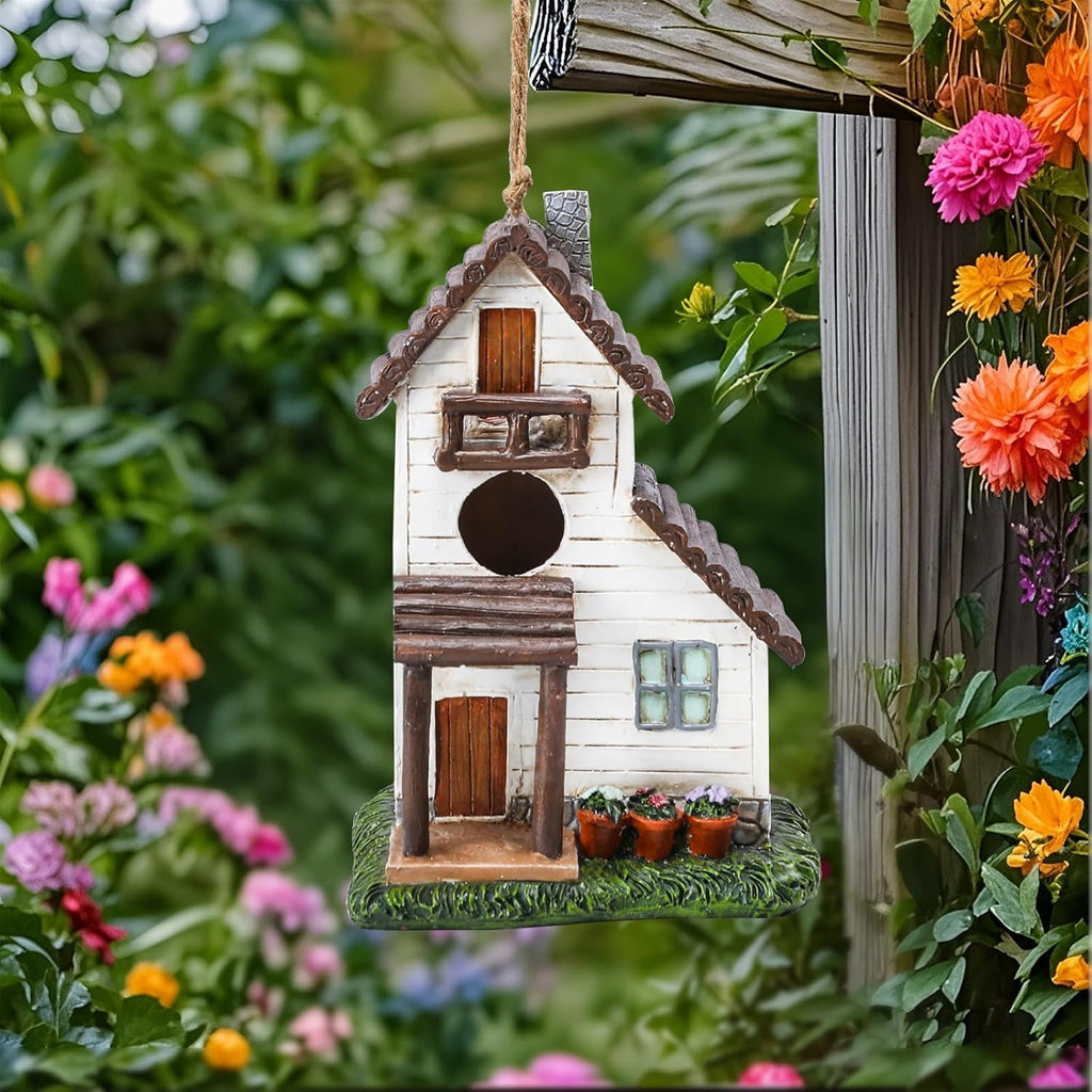 Yinns Resin Bird House for Outside, Small Birdhouses for Outdoors for Nesting, Decorative Home Bird Houses for Yard Garden Decor, Water Proof