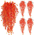 SJL Artificial Hanging Plants Pack of 4 Fall Faux Hanging Plants Artificial Decor Faux Eucalyptus Leaf Fake Autumn Plant Plastic Greenery Plant Flowers for Kitchen Bathroom Thanksgiving Decor(Gold)