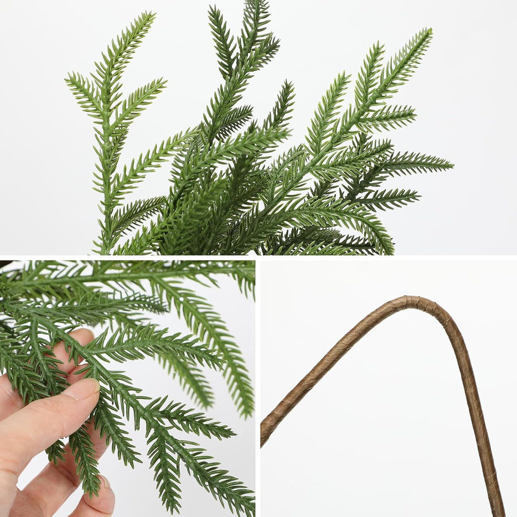 Briful 20PCS Christmas Norfolk Pine Branches - Real Touch Stems for DIY Crafts, Artificial Christmas Decor, Xmas Garland Wreaths Indoor Outdoor (22.5 Inches)
