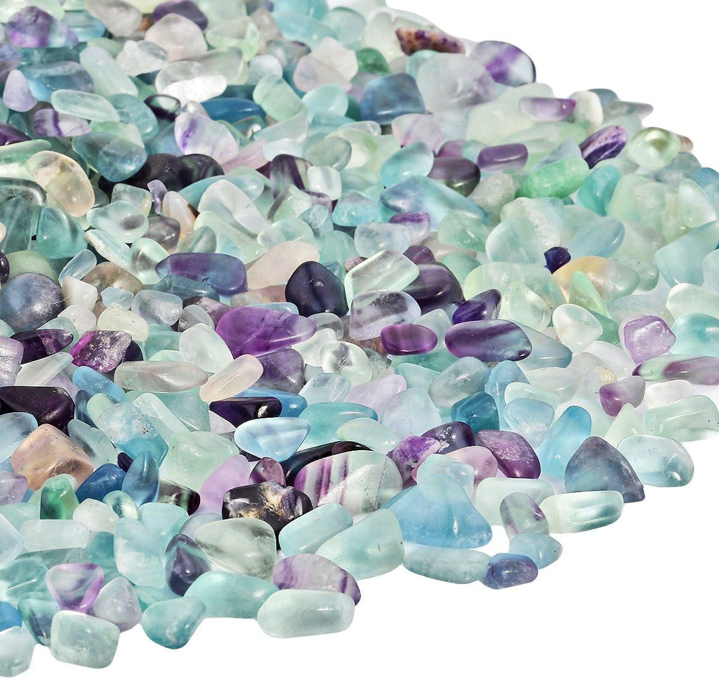 SUNYIK Fluorite Tumbled Chips Stone Crushed Crystal Quartz Pieces Irregular Shaped Stones 1pound(about 460 gram)