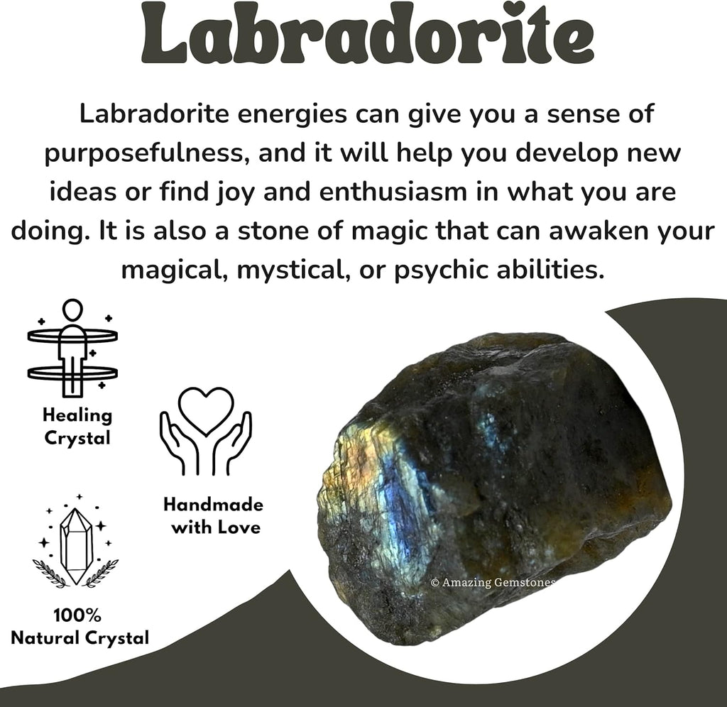 Amazing Gemstone Labradorite Raw Crystals and Healing Stones, Natural Rocks for Tumbling and DIY Raw Stones and Crystals (5 Pieces)