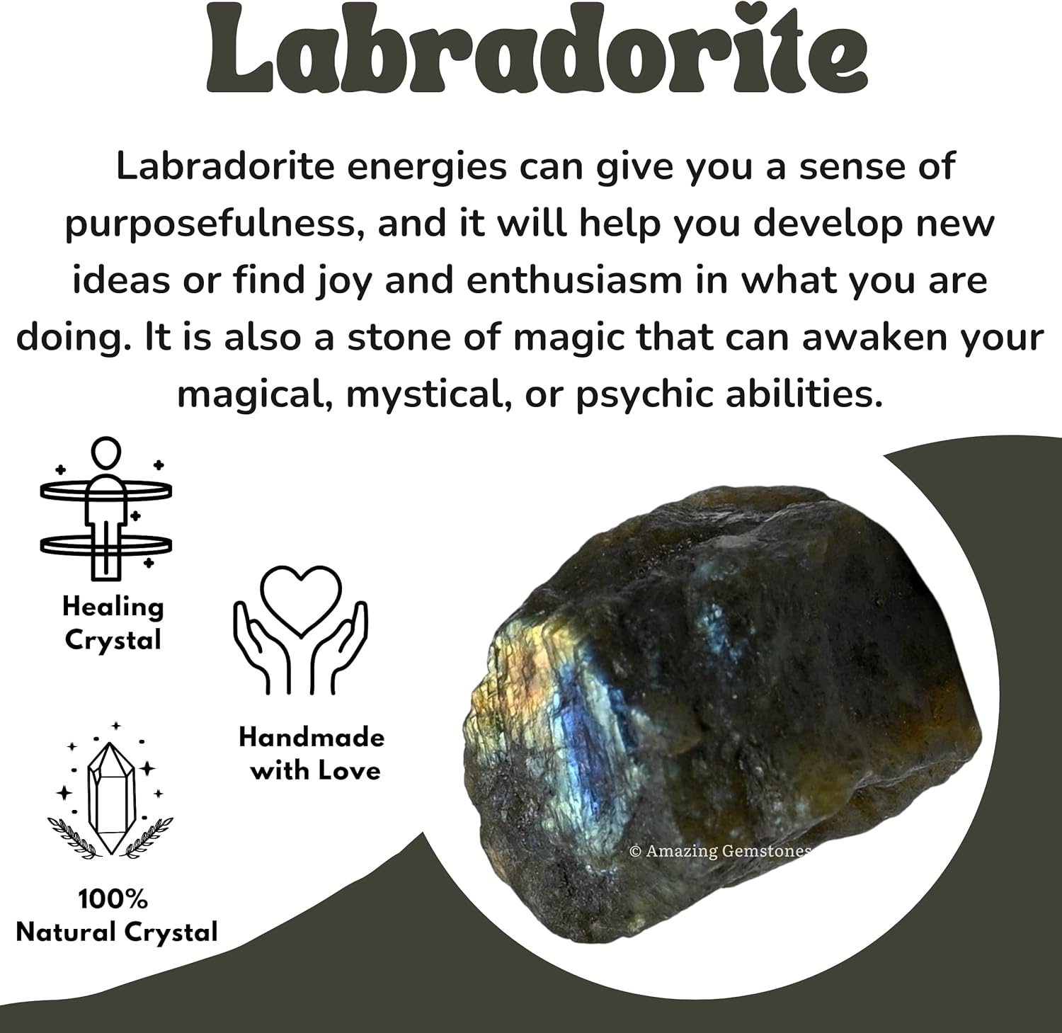 Amazing Gemstone Labradorite Raw Crystals and Healing Stones, Natural Rocks for Tumbling and DIY Raw Stones and Crystals (5 Pieces)
