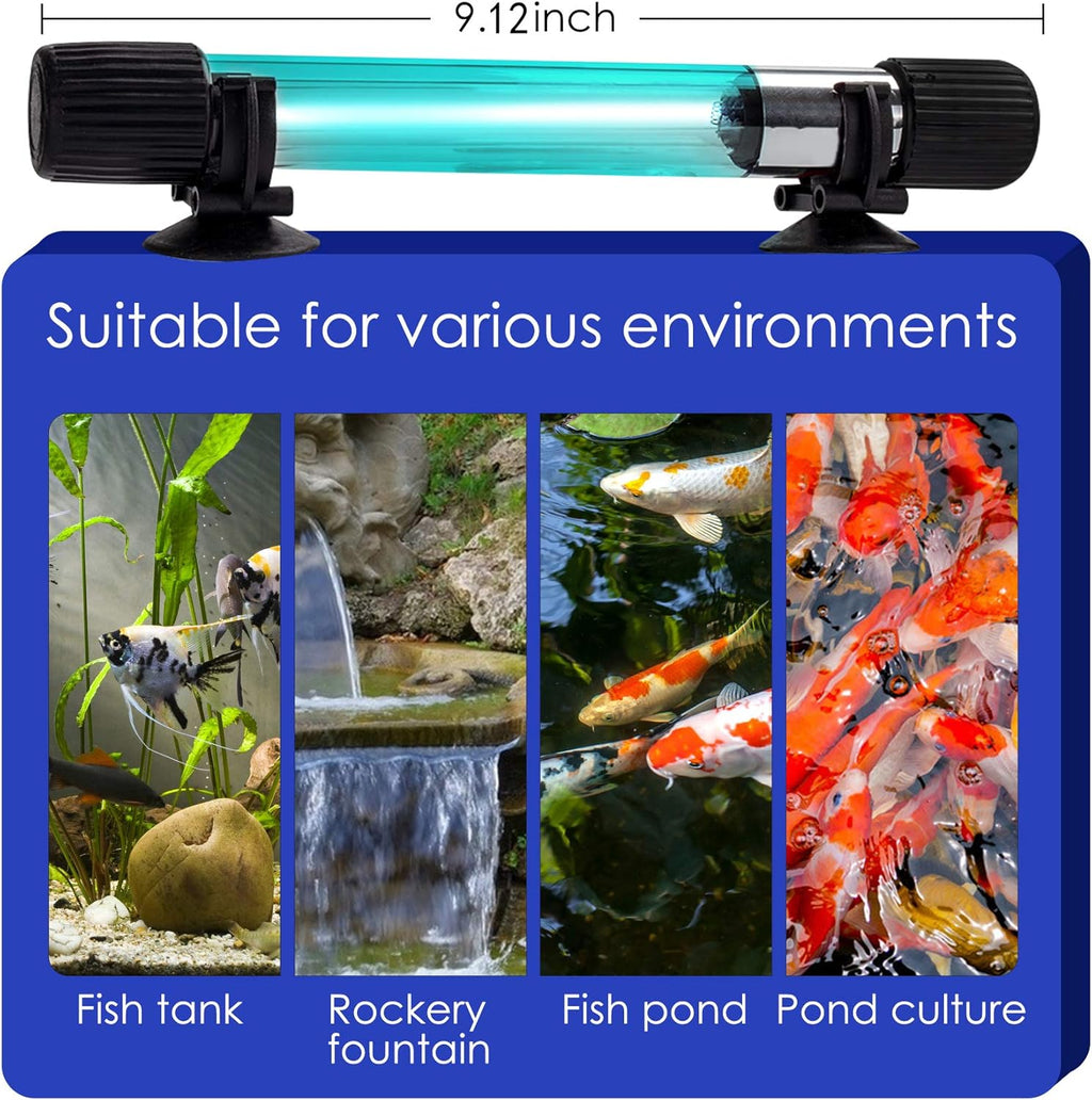 TAISHAN Aquarium Clean Light, 9W LED, Algae Bloom Cleaner for Fish Tank, Submersible with Timer, Clear Waterproof Clean Lamp for Pond, Swimming Pool