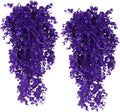 RECUTMS 4 Pack Artificial Plants Hanging Faux Eucalyptus Leaf Greenery Fake Plant for Wall House Room Patio Indoor Outdoor Home Shelf Office Decor (Purple)