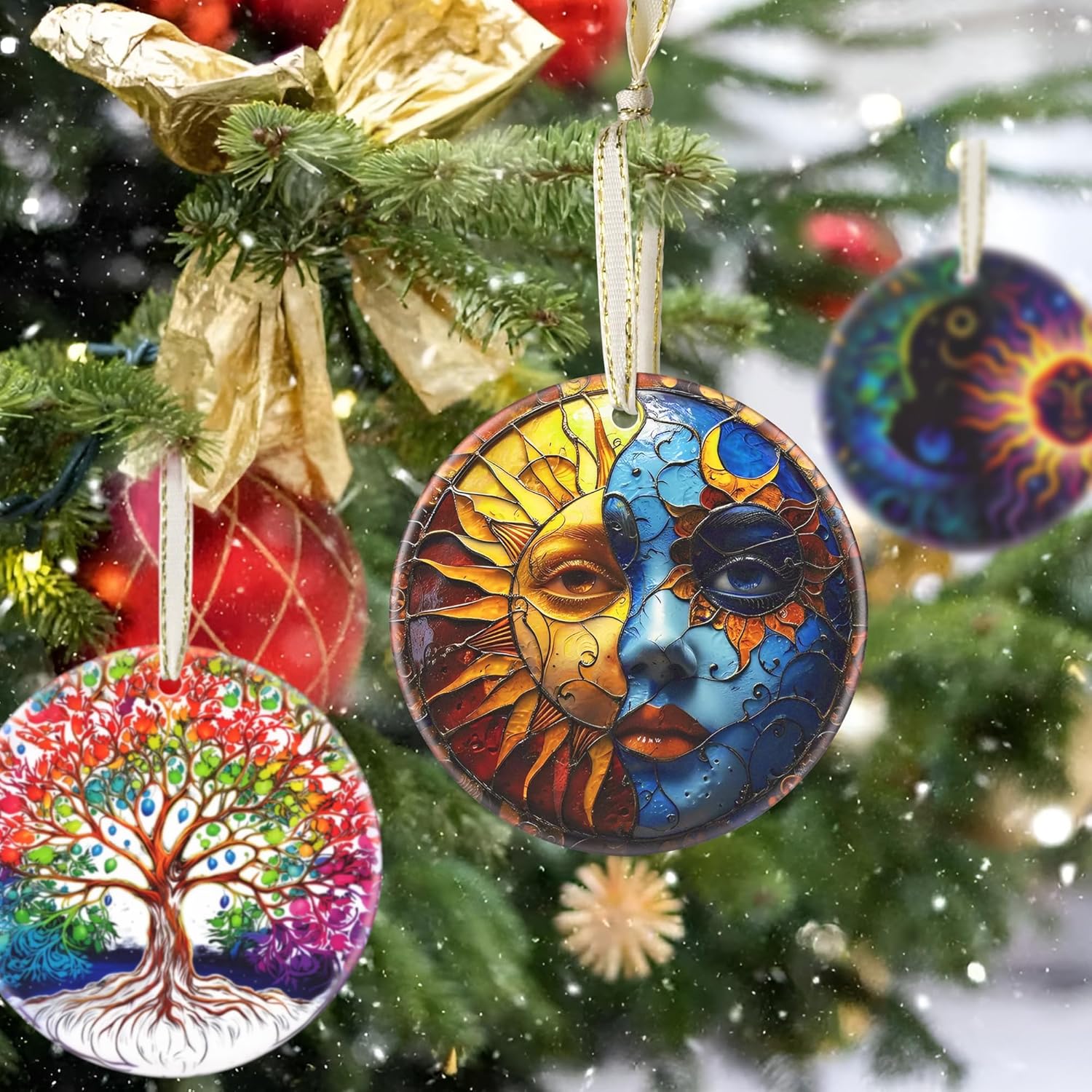 2025 Beautiful Christmas Ornaments - Christmas Decoration, Round Ceramic, Holiday Decor for Tree, Gift Idea