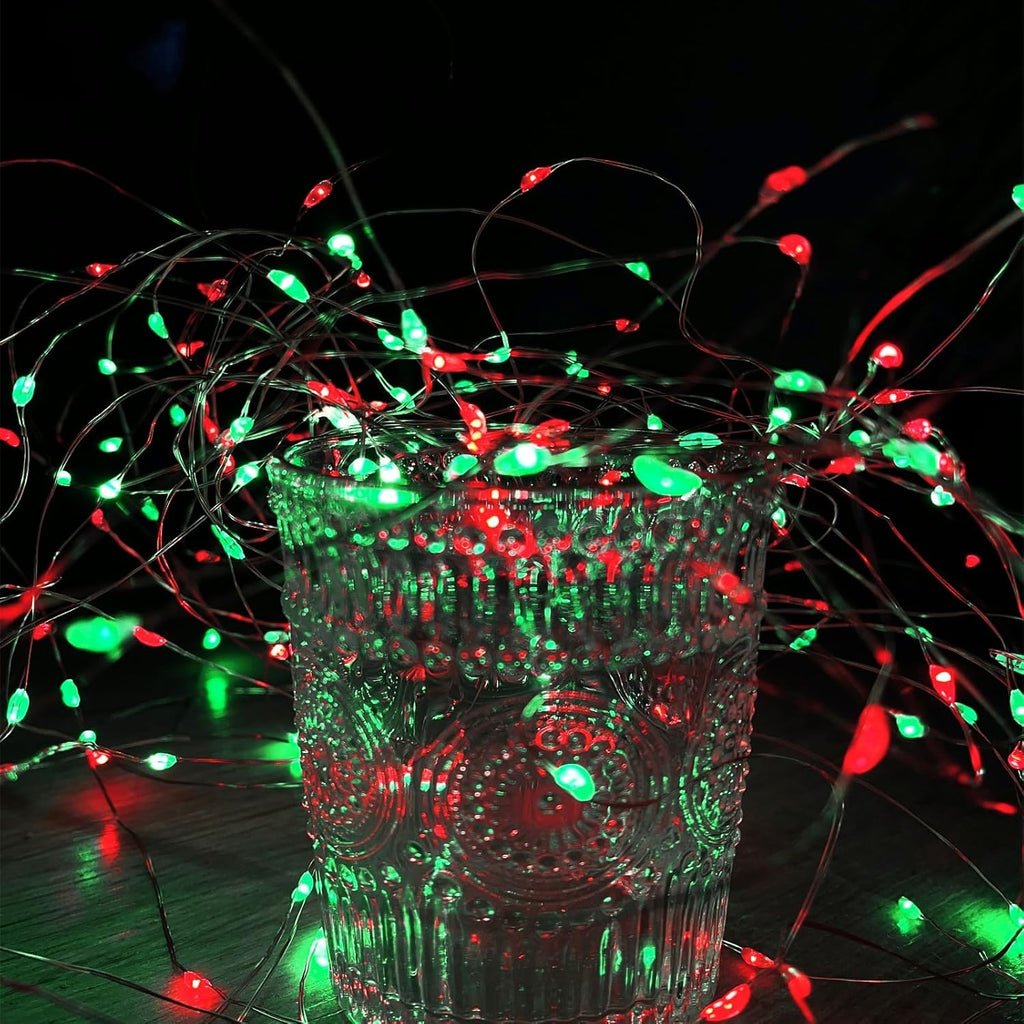 66Ft 200 LED Christmas Fairy Lights Plug in, Waterproof String Lights Outdoor & Indoor 8 Modes with Timer Bedroom Decor, Twinkle Lights for Bedroom Party Holiday Christmas Decorations (Red and Green)
