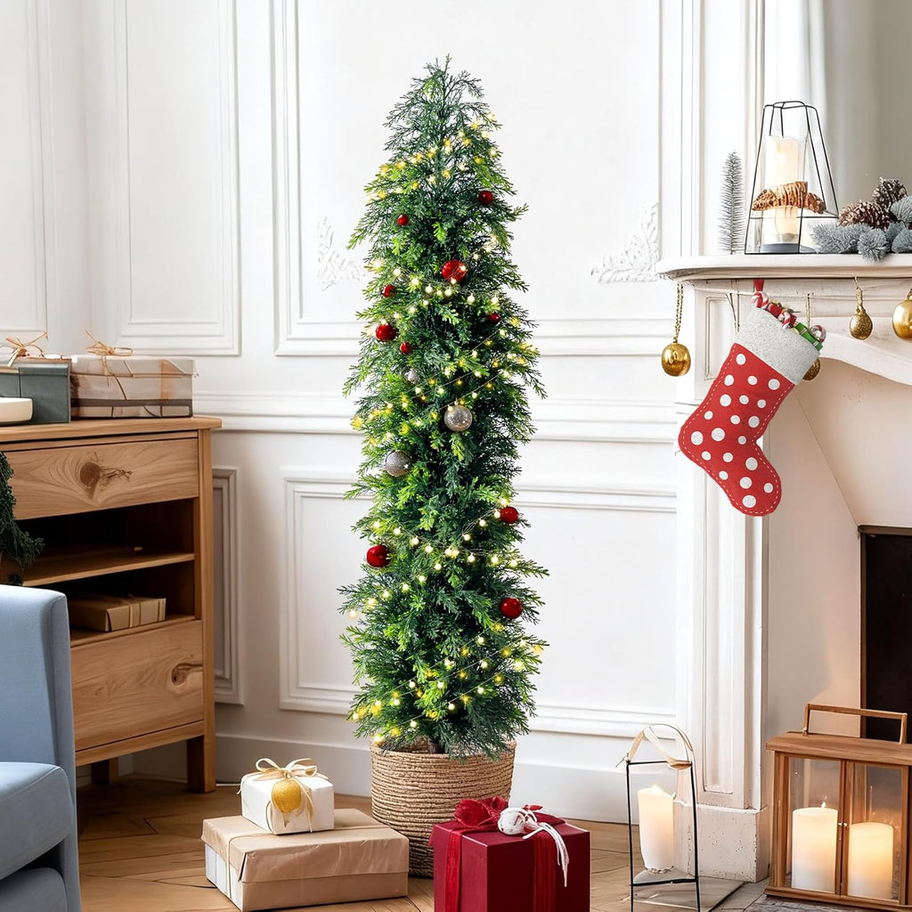 2PCS 5ft Artificial Norfolk Pine Tree Artificial Christmas Tree Premium Pine Xmas Tree Branch Tip Easy Setup, Artificial Pencil Realistic Pine Needles Realistic Holiday Party Decor