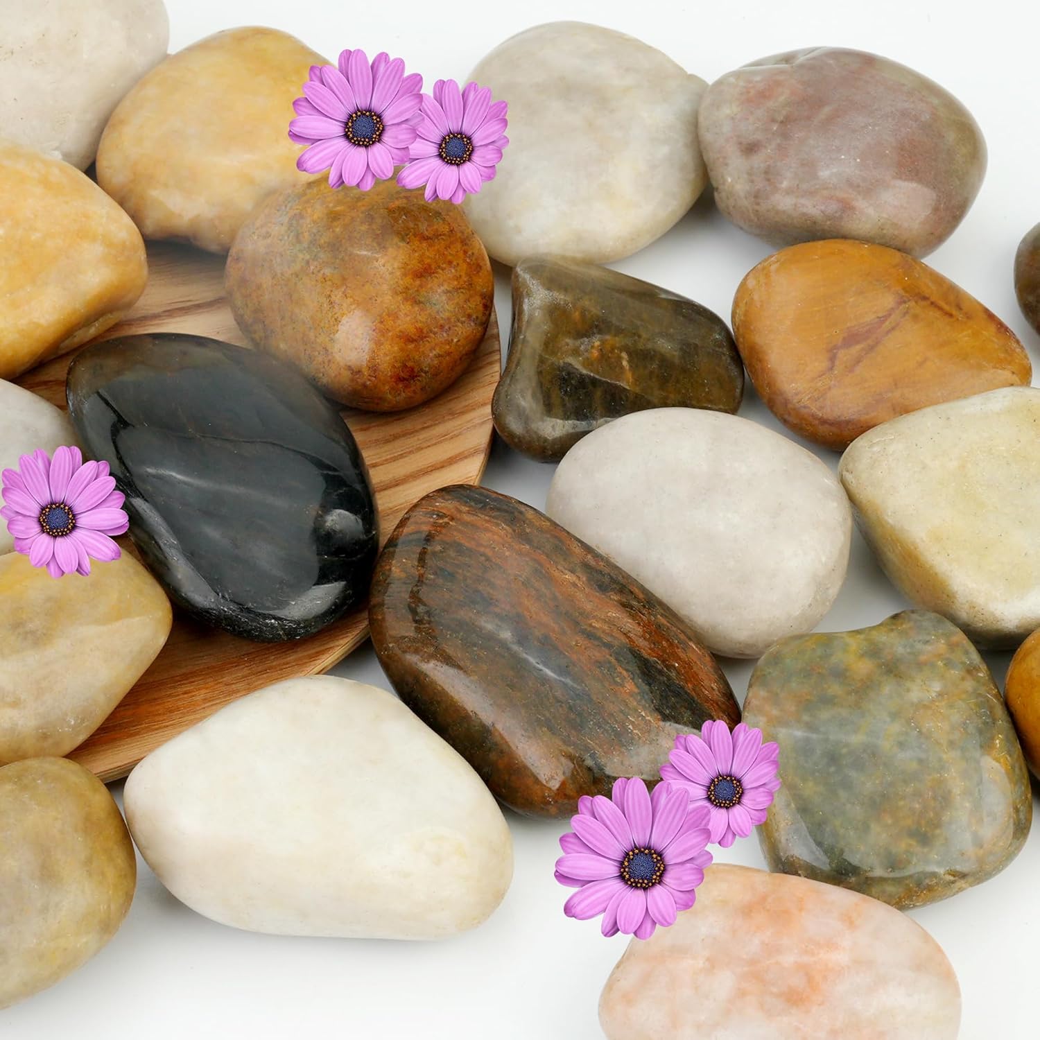 NUPICK 6lb River Rocks for Plants Indoor, 2-3Inch Mixed Pebbles for Vases Fillers, Decorative Gravel for Fish Tank, Natural Polished Stones for Succulent, Bonsai, Landscaping, Bird Baths